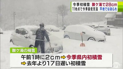 酸ケ湯で今季初積雪「28cm」一夜で“白銀の世界”に 青森空港や平地にも