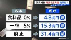 ほとんどの与野党が「消費税減税」掲げる　効果は？財源は？ 食料品のみ0％4.8兆円　一律5％15.3兆円　消費税撤廃31.4兆円　衆議院選挙【選挙の日、そのまえに。】|TBS NEWS DIG