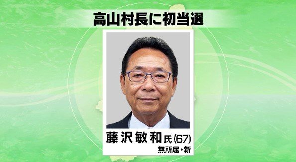 高山村長に前副村長の藤沢敏和さんが無投票で初当選、災害に強い村や景観を大切にする村づくりなどを訴え　|　SBC NEWS | 長野のニュース | SBC信越放送