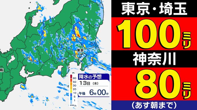 【東京首都圏】お盆期間「警報級大雨」おそれ　ゲリラ雷雨に注意　気象庁「大雨・落雷・突風」注意呼びかけ【雨・発雷確率シミュレーション 13日（木）～15日（土）／ 関東甲信の週間予報】東京・神奈川・埼玉・千葉・群馬・栃木・茨城・山梨・長野|TBS NEWS DIG