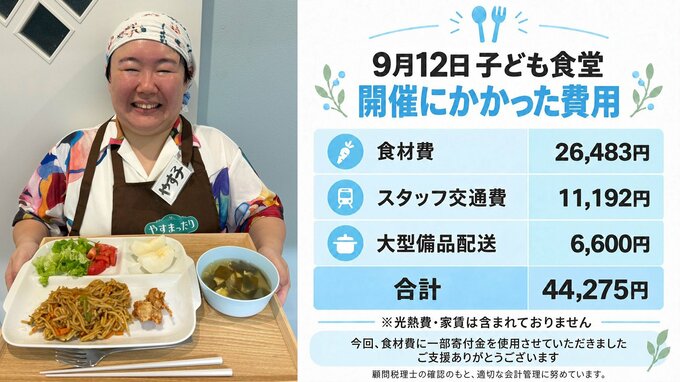 【 やす子 】　運営する子ども食堂開催費用を公開「ご支援ありがとうございます」　次回「揚げ物食べ放題」企画や寄付金報告の透明性に絶賛の嵐|TBS NEWS DIG