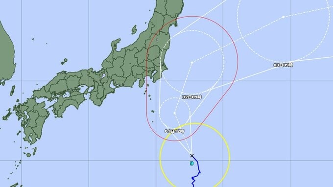 【台風情報】台風9号は8月1日から2日に暴風域を伴い伊豆諸島にかなり接近　2日に関東地方に接近するおそれ　関東の24時間雨量は最大120ミリ　気象庁　|　山形のニュース│TUYテレビユー山形