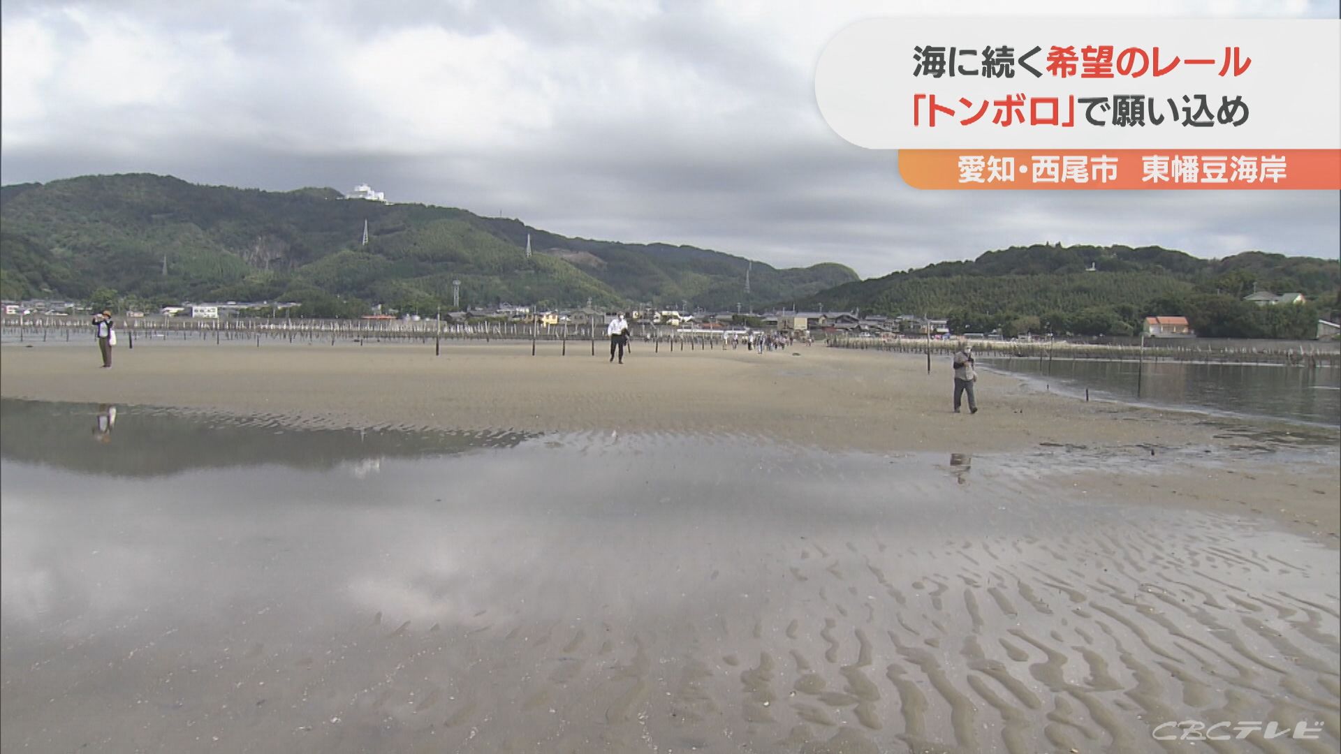 トンボロ 干潮で現れた海の一本道 島に渡って願いを込め 愛知 西尾市 東海地方のニュース Cbc News Cbc Web