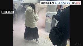 火災発生時の様子　東京メトロ日比谷線の車内で乗客のモバイルバッテリーから出火　 一時全線で運転見合わせ　午前8時半ごろ運転再開|TBS NEWS DIG
