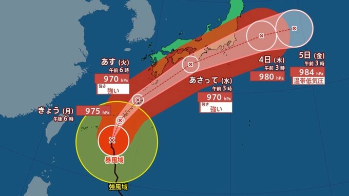 【台風6号最新進路】強い勢力で1日に沖縄・奄美へ急接近、3日には西日本、4日は東日本へ接近のおそれ【気象庁】|TBS NEWS DIG