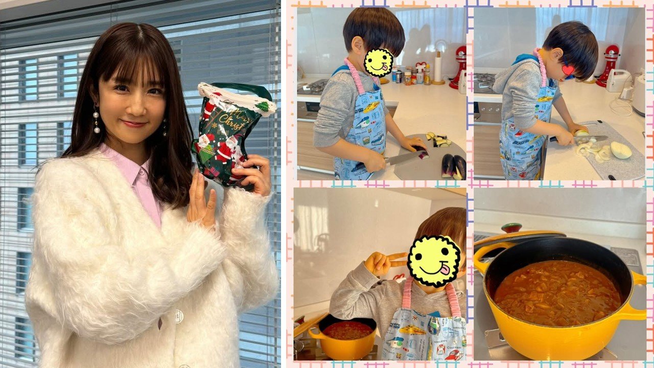 小倉優子】三男とカレー作りを報告 玉ねぎ対策でサングラス着用「今