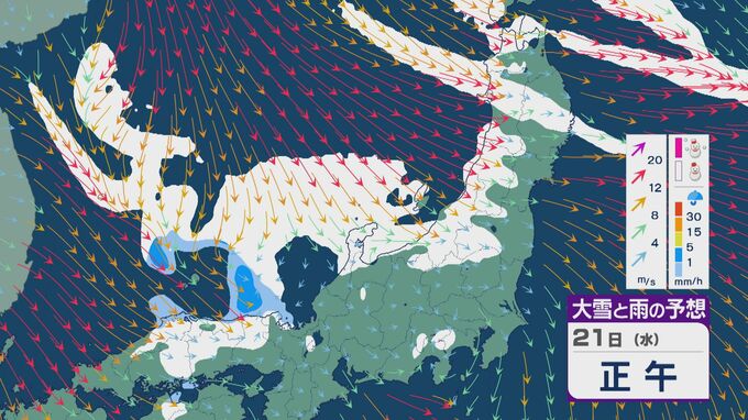 【大雪情報】大寒の20日(火)から“冬型気圧配置”と“強烈寒波”が続く見込み 北陸など日本海側では大雪が週末にかけて続くおそれ 交通障害などに注意・警戒を 雪・雨と風シミュレーション|TBS NEWS DIG