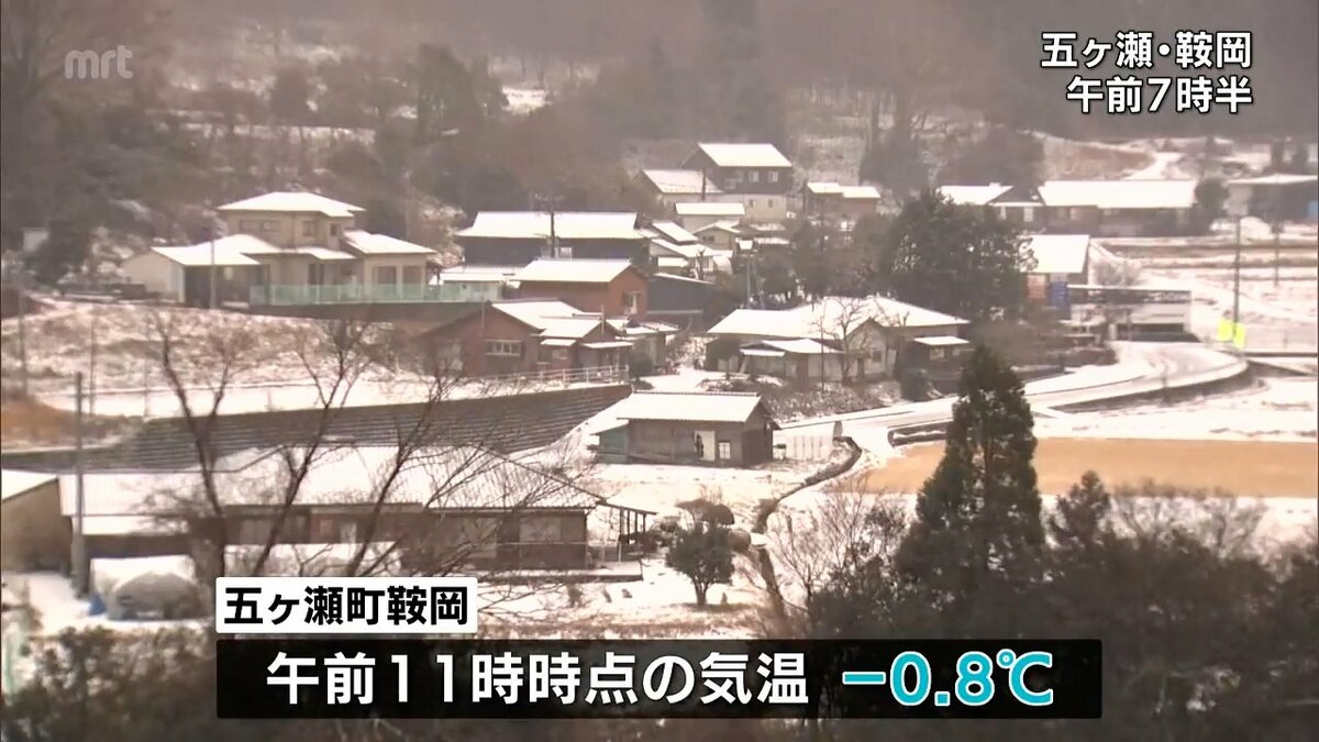 五ヶ瀬町は雪景色 宮崎県内は厳しい冷え込み 10日明け方にかけてさらに
