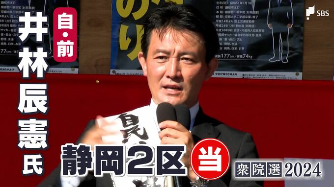 井林辰憲氏(自民前)当選確実＝静岡2区【衆議院議員総選挙2024速報】　|　静岡のニュース | SBSNEWS | 静岡放送