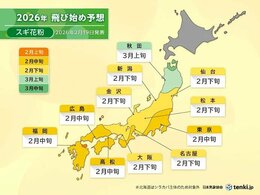 【花粉最新情報】飛散量が「非常に多い」予想のところも　2月下旬までに「広範囲で飛び始める」見込み　スギのピークは3月上旬～中旬　あなたの街の花粉情報は？　近畿では既に一部で飛散確認　日本気象協会|TBS NEWS DIG
