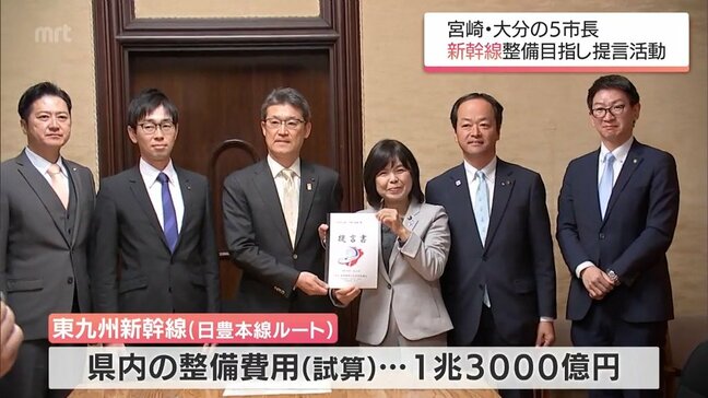 東九州新幹線・日豊本線ルートの実現目指して　宮崎・大分両県5市の市長が宮崎県知事に提言|TBS NEWS DIG