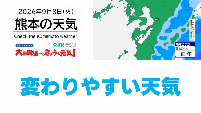 9月8日（火）【熊本の天気】変わりやすい天気　RKK気象予報士の天気解説 ＜阿蘇や天草のライブカメラも配信中＞|TBS NEWS DIG