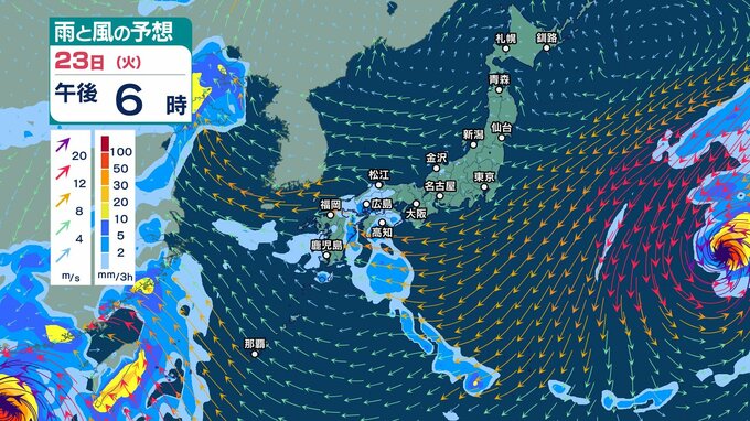 【台風情報】猛烈な18号は中国大陸へ 強い19号は日本の東へ　暖かく湿った空気の影響で西日本では雨模様　北日本中心に25日は荒れた天気に？【3時間ごとの雨と風のシミュレーション・23日正午更新】|TBS NEWS DIG