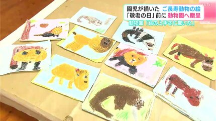 園児が描いたご長寿動物の絵「敬老の日」前に動物園へ贈呈 「絵の上手