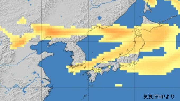 【黄砂情報】東京、大阪、札幌、長崎などできょうも黄砂観測【22日（火）～23日（木）黄砂シミュレーション】気象庁の黄砂解析予測図|TBS NEWS DIG