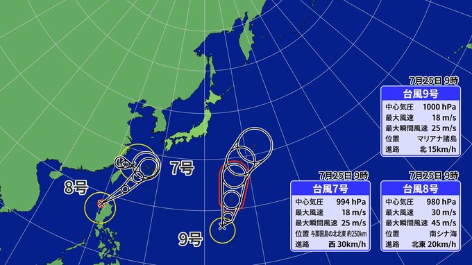 【ダブル台風】台風8号・9号 それぞれの進路は？影響は？いつどこで雨が降る？最新の進路予想 雨･風シミュレーション  台風情報|TBS NEWS DIG