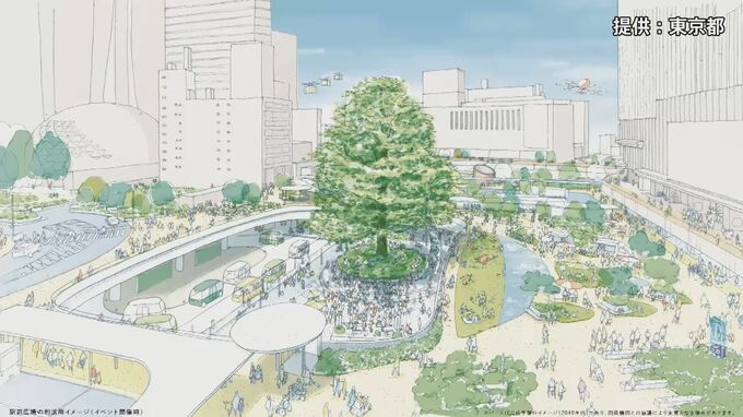 新宿駅西口に30ｍのシンボルツリー　駅前広場のデザイン公開　2035年完成へ　|TBS NEWS DIG