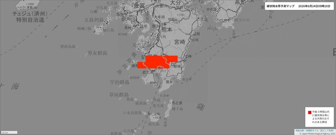 【気象情報】宮崎県南部山沿いでは今後3時間以内に線状降水帯が発生し、非常に激しい雨が同じ場所で降り続く可能性が高まる　命に危険が及ぶ災害発生の危険度が急激に高まるおそれが【雨と風のシミュレーション】　|　富山のニュース｜天気・防災｜チューリップテレビ