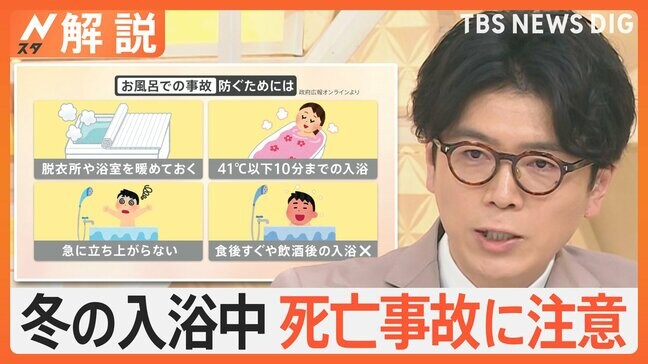 週末“冬将軍”東京3℃予想、冬の入浴中 死亡事故に注意、若い世代・持病なくても対策を【Nスタ解説】|TBS NEWS DIG