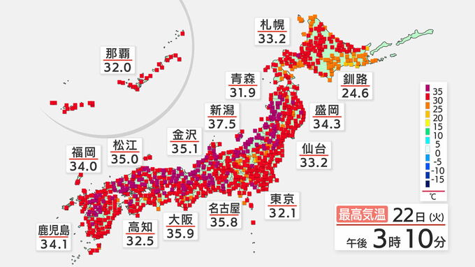 熊本市で「今年２０日目の猛暑日」去年の１２日を大きく上回る  『東京都心では２１日観測』１８７５年の統計開始以降　最多記録を更新　|　熊本のニュース｜RKK NEWS｜RKK熊本放送