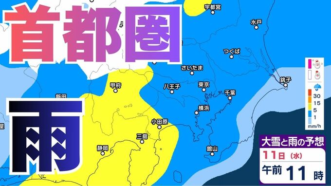 【今後の雪雨】あす11日・建国記念の日「関東は広い範囲で本格的な雨の見込み」東京・横浜・千葉・さいたま・つくば・前橋・宇都宮・甲府・長野　10日（火）～16日（月）雪雨シミュレーション　【気象庁/10日現在　関東甲信】|TBS NEWS DIG