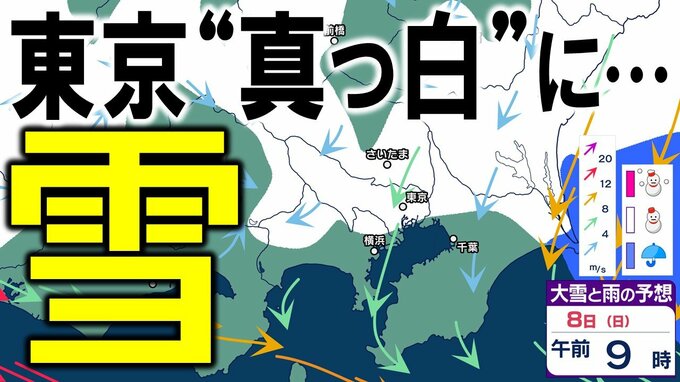 【首都圏でも雪？】東京“真っ白”な時間も…　週末8日頃が“大雪のピーク”か　関東・東海・九州・四国・近畿でも降雪の可能性　東京・埼玉・神奈川・静岡などにも雪雲　大雪シミュレーションで見る最新予想は？|TBS NEWS DIG