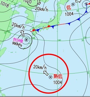 【気象情報】“台風のたまご”＝熱帯低気圧が新たに発生　秋雨前線を刺激するか…日本の南を北西の方向へ時速20キロで進む　中心気圧は1004ヘクトパスカル（4日午前6時）【1時間ごとの雨風シミュレーション】|TBS NEWS DIG