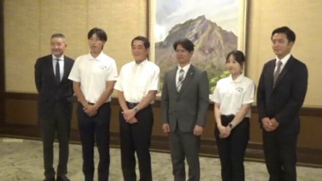 松山大学 硬式野球部 知事に優勝と全国大会出場を報告【愛媛】|TBS NEWS DIG