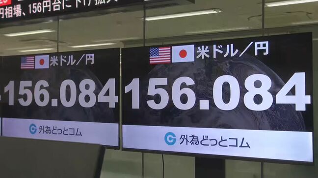 円相場1ドル＝156円台　約2週間ぶりの円安水準|TBS NEWS DIG
