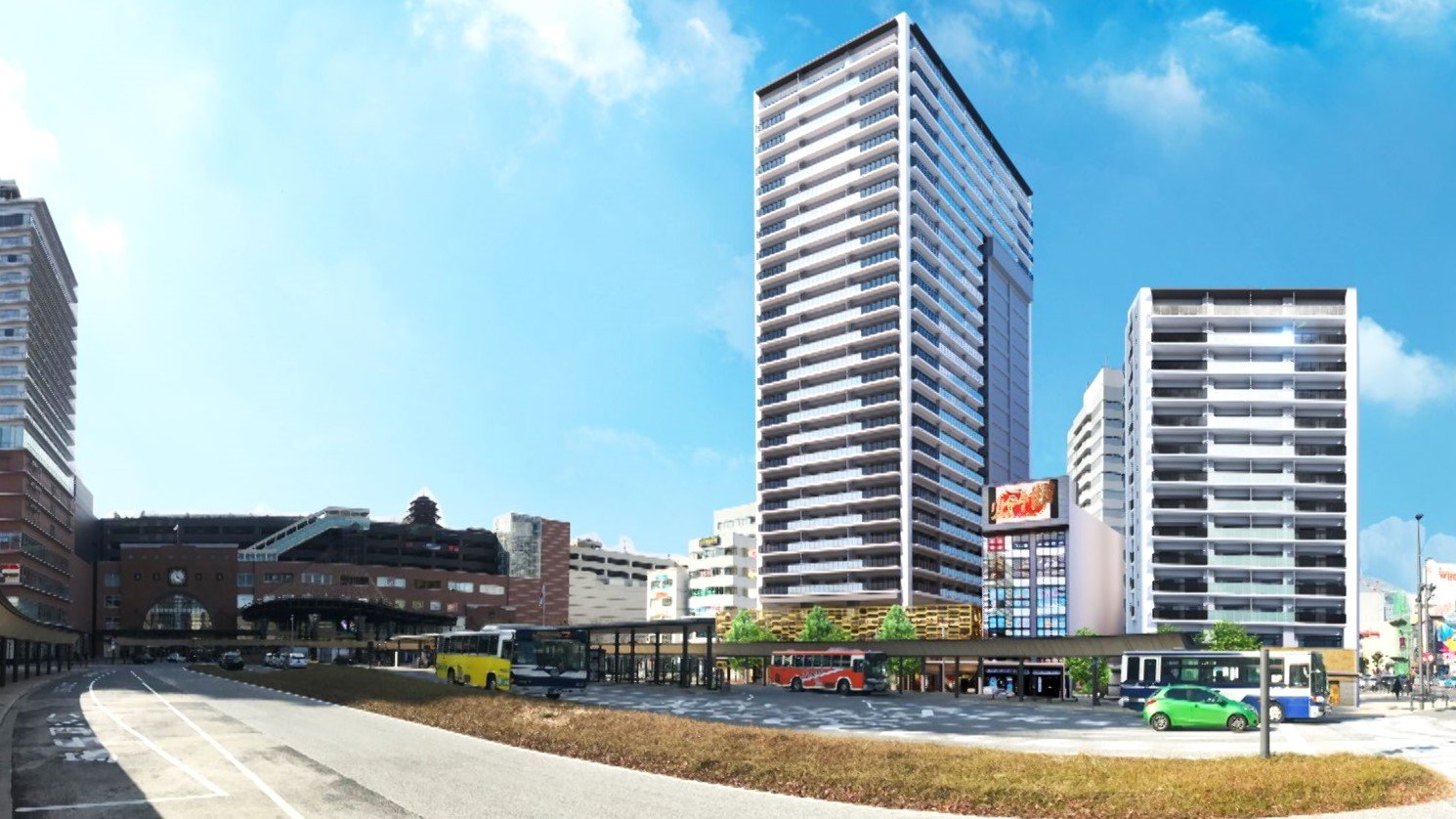 JR大分駅北口の再開発事業　地上27階建てのタワーマンションの起工式