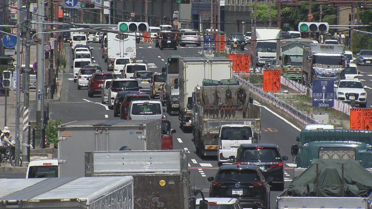 国道2号 広島市中心部の車線規制が2.3kmに拡大 7月1日から 西広島