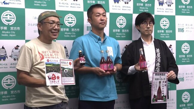 川井赤しそを使ったドリンクと老舗酒造店がコラボレーションしたお酒が完成し、関係者が宮古市長訪問　岩手|TBS NEWS DIG