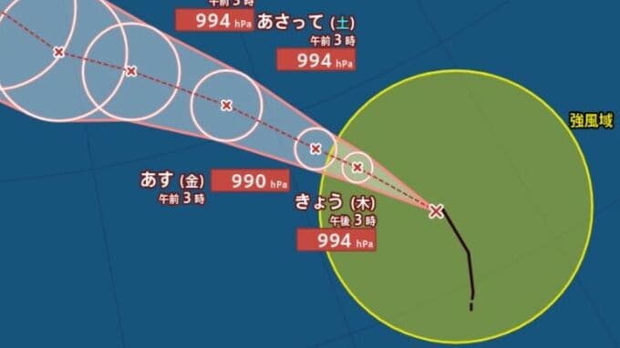 【台風情報】大型の台風15号（チャンホン）7日（金）に最大瞬間風速35メートルまで発達、ウェーク島近海から日本の東の海上へ【雨と風のシミュレーション】|TBS NEWS DIG