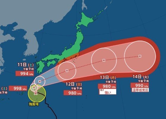 【台風情報】台風23号　今後の予想進路は？勢力は？【雨のシミュレーション画像】13日午後9時には「強い台風」になる見通し　気象庁　（10日午後9時45分発表）　|　SBC NEWS | 長野のニュース | SBC信越放送