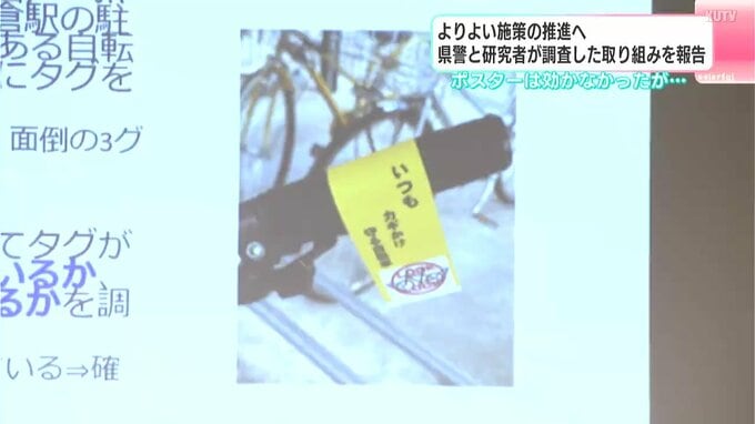「ポスターの時は効かなかったけどタグは効いた」よりよい施策の推進へ　県警と研究者が調査した取り組みを報告　|　高知のニュース・天気｜KUTV NEWS | KUTVテレビ高知