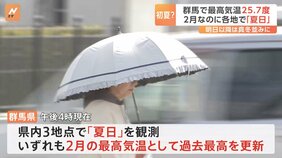 真冬の関東で「夏日」観測 群馬・上里見で気温25.7℃&東京都心も5月中旬並みの暖かさに|TBS NEWS DIG