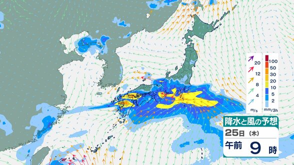 【気象情報】東海地方　26日明け方にかけて雷を伴った激しい雨が降り大雨となる所になる所も　土砂災害、低い土地の浸水、河川の増水に注意・警戒【雨と風のシミュレーション】　|　富山のニュース｜天気・防災｜チューリップテレビ