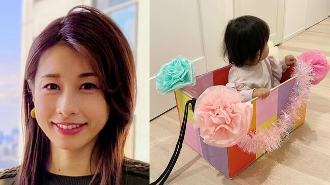 【 加藤綾子 】　手作り段ボール “ バス ” で遊ぶ長女の姿を公開　「シールを貼ったり落書きしたりまだまだ進化していきそうな予感」|TBS NEWS DIG