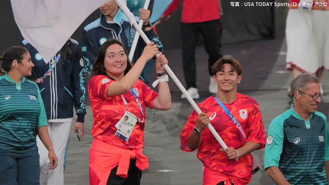 日本選手団は笑顔満開 ！ 旗手は北口&SHIGEKIX、卓球の早田＆平野は2S撮影【パリ五輪・閉会式】|TBS NEWS DIG