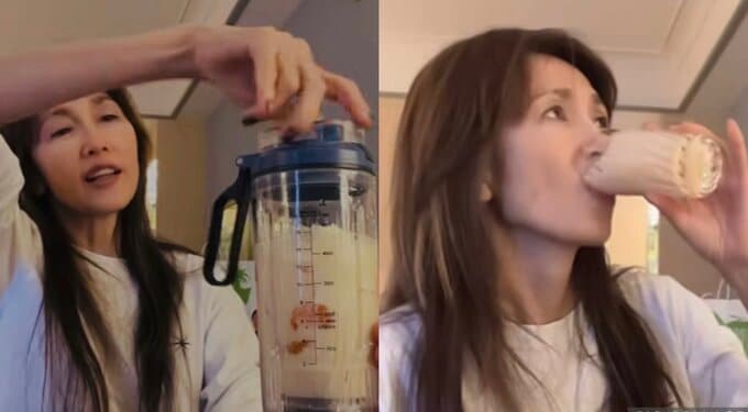 【工藤静香】「バナナ強し」寝起きすっぴんでお手製ドリンクを作る様子にファン「寝起きの姫様可愛くて大好き」|TBS NEWS DIG