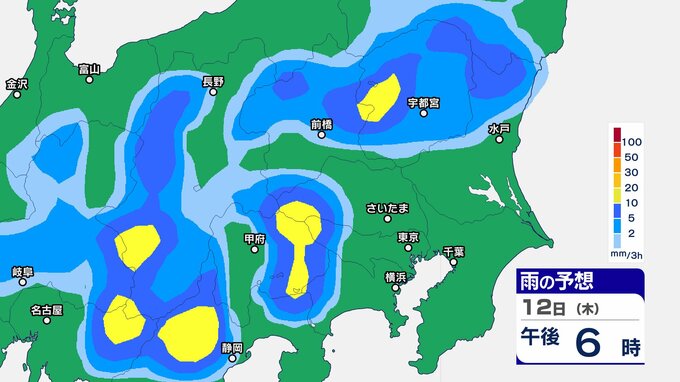 関東甲信地方　10日夜遅くにかけて低い土地の浸水、土砂災害、河川の増水に注意・警戒【雨風シミュレーション13日まで】落雷や竜巻などの激しい突風に注意【大雨情報】　|　富山のニュース｜天気・防災｜チューリップテレビ