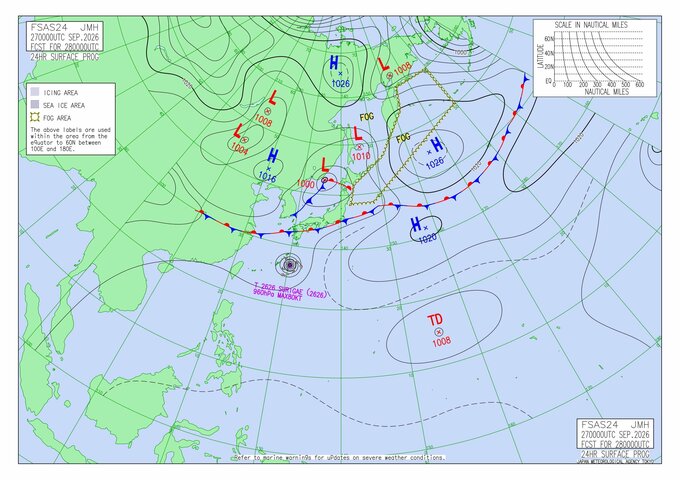 【台風のたまご】新たな“熱帯低気圧”28日午前中にも発生か　急カーブの台風26号(スリゲ)が迫る中、日本への影響は？　10月7日までの雨と風のシミュレーションを見る（気象庁天気図）　|　山口のニュース・天気・防災｜tys NEWS｜ｔｙｓテレビ山口