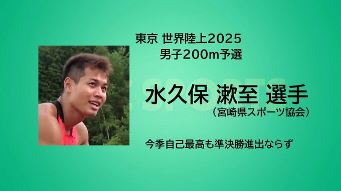 世界陸上 男子200ｍ予選　水久保漱至選手(宮崎県スポーツ協会)　今季自己最高も準決勝進出ならず　|　MRTニュース ｜ ＭＲＴ宮崎放送