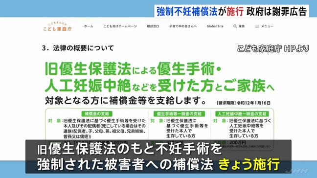 旧優生保護法 不妊手術を強制された被害者への補償法がきょう17日施行|TBS NEWS DIG
