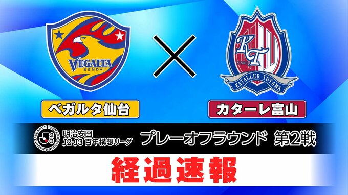 経過速報（後半開始）【ベガルタ仙台】×【カターレ富山】J2･J3百年構想リーグプレーオフ第２戦（午後3時9分更新）|TBS NEWS DIG