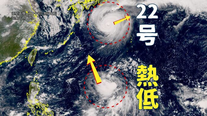 新たな台風発生へ  フィリピンの東から日本の南へ向かう予想進路　22号を追いかけるようなW台風になるおそれ（8日午前11時現在）|TBS NEWS DIG