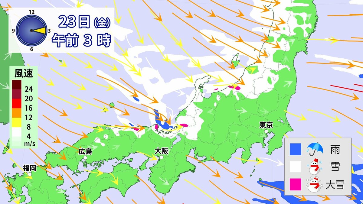 今季最長の寒波】23日も日本海側中心に大雪 原因のJPCZとは 東海道