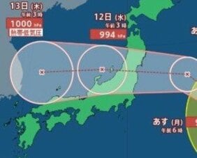 【台風情報】“大型”の台風15号（チャンホン）　東から西に本州を横断へ　11日（火）～12日（水）にかけ　今後の進路は？勢力は？【19日（水）までの雨風シミュレーション画像】（9日午前7時5分・気象庁発表）|TBS NEWS DIG