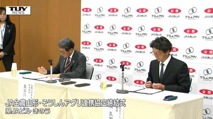 生産者の支援強化へ JA全農山形と兵庫県の企業が連携協定締結 摘果作業