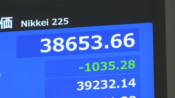 【日経平均株価】今年最大の下げ幅 1000円以上値下がり　半導体「エヌビディア」下落の流れ引き継ぐ